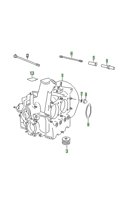 Porsche 356, schema ricambi: Crankcasem