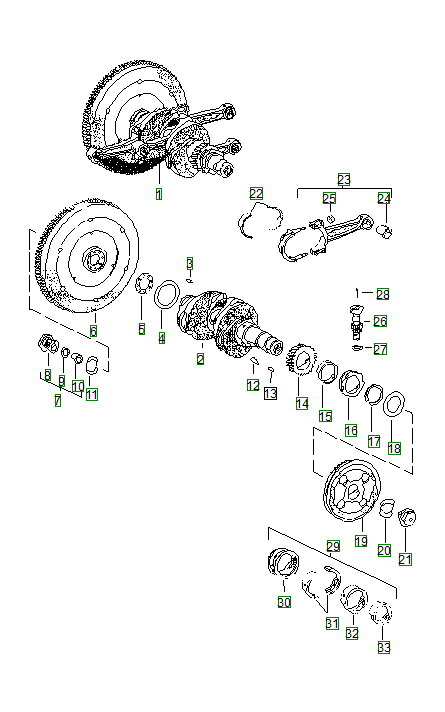 Porsche 356, schema ricambi: Crankshaft 001