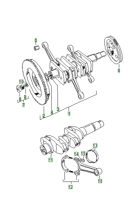 Porsche 356, schema ricambi: Crankshaft
