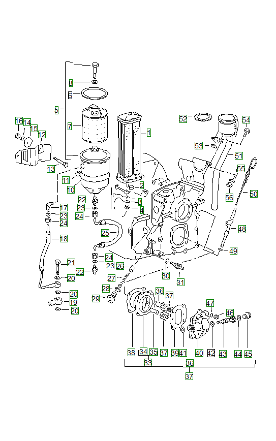 Porsche 356, schema ricambi: Engine lubricationm