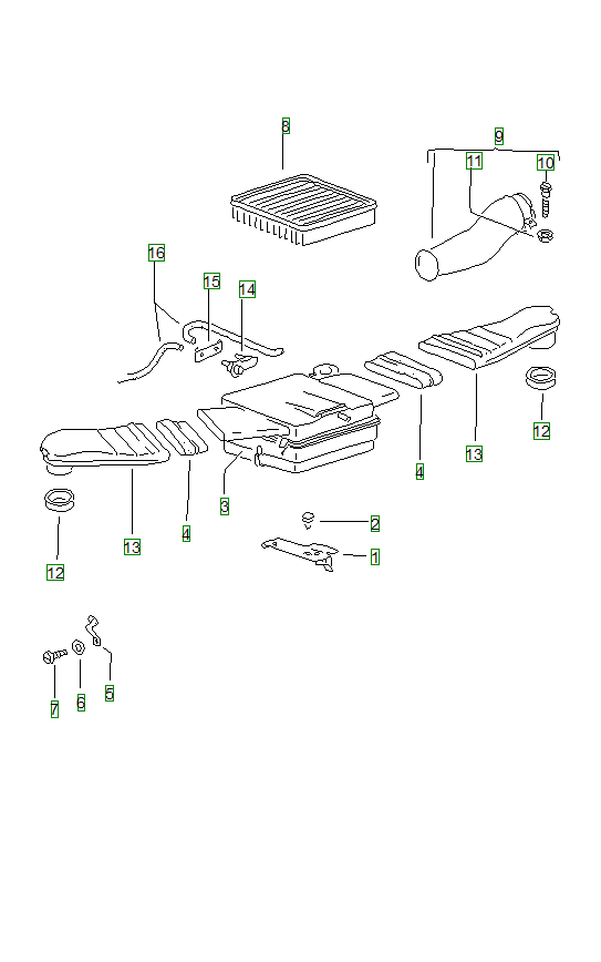 Porsche 914, schema ricambi: Air cleaner 914 1