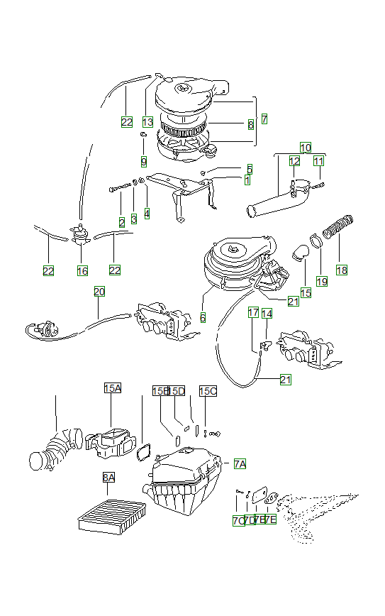 Porsche 914, schema ricambi: Air cleaner 914 4