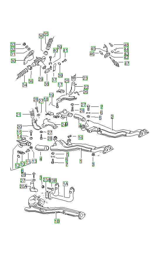 Porsche 914, schema ricambi: Exhaust systemheat exchanger