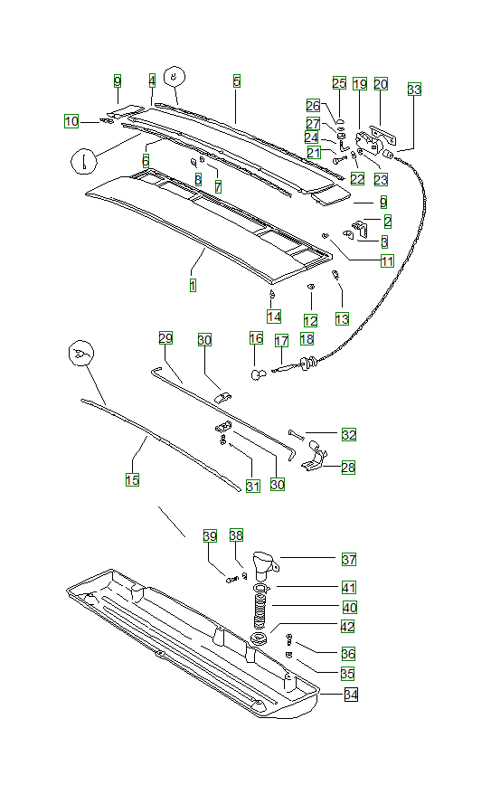 Porsche 914, schema ricambi: Coverengine compartment