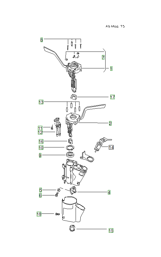 Porsche 914, schema ricambi: Steering column switch 75