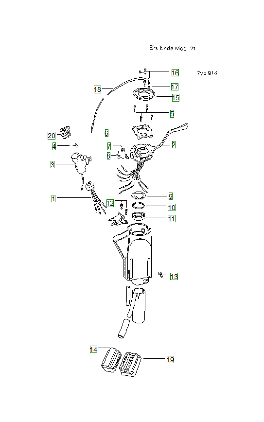 Porsche 914, schema ricambi: Steering column switch 914 4
