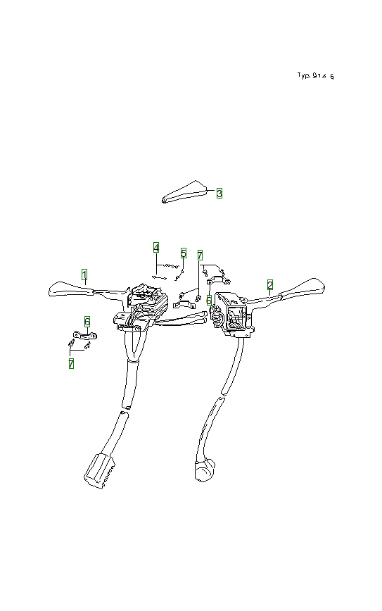 Porsche 914, schema ricambi: Steering column switch 914 6