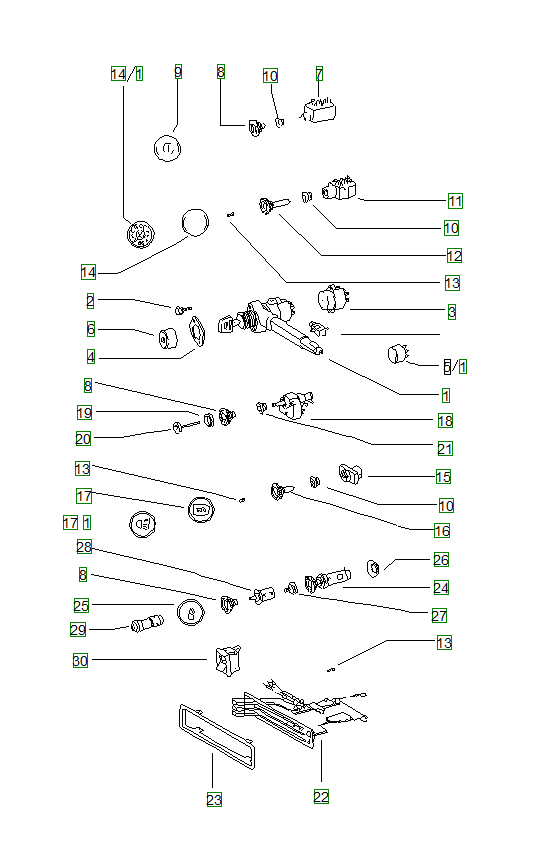 Porsche 914, schema ricambi: Switchcovering for instruments
