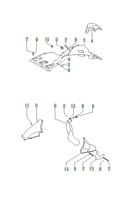 Porsche 914, schema ricambi: Air duct