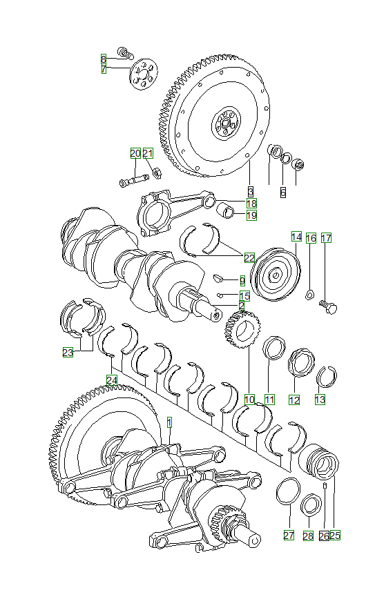 Porsche 914, schema ricambi: Crankshaft