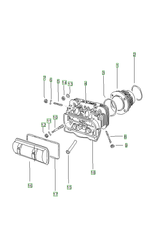 Porsche 914, schema ricambi: Cylinder head
