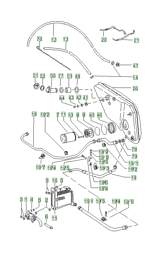 Porsche 914, schema ricambi: Engine lubrication