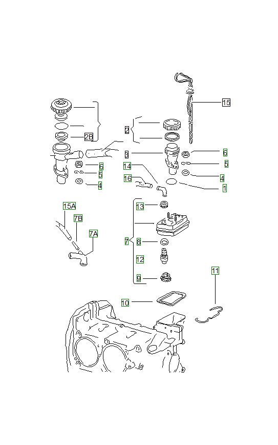 Porsche 914, schema ricambi: Engine lubricationfiller neckventilation