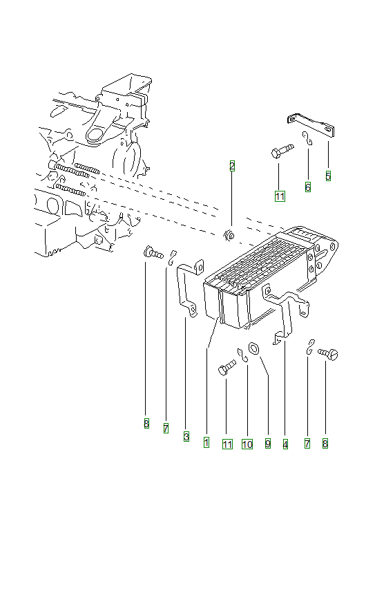 Porsche 914, schema ricambi: Engine lubricationoil cooler