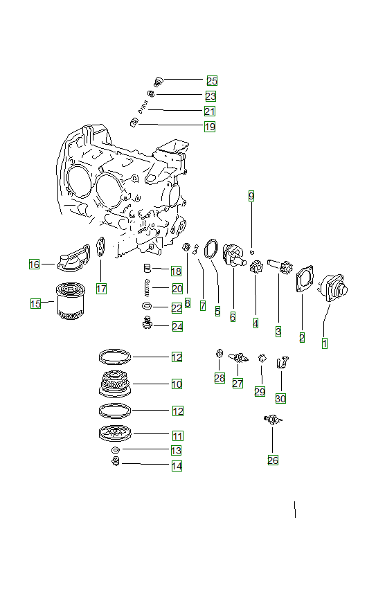 Porsche 914, schema ricambi: Engine lubricationoil pumpoil filteroil strainer