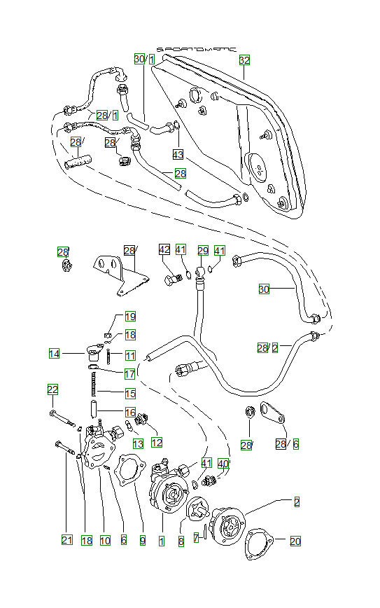 Porsche 914, schema ricambi: Oil supplyforconverter