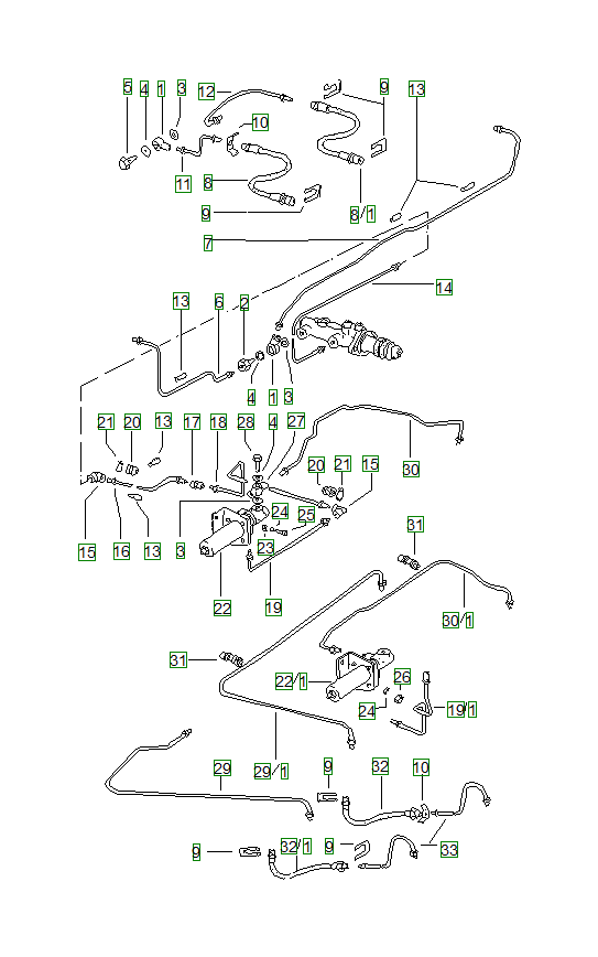 Porsche 914, schema ricambi: Brake lines