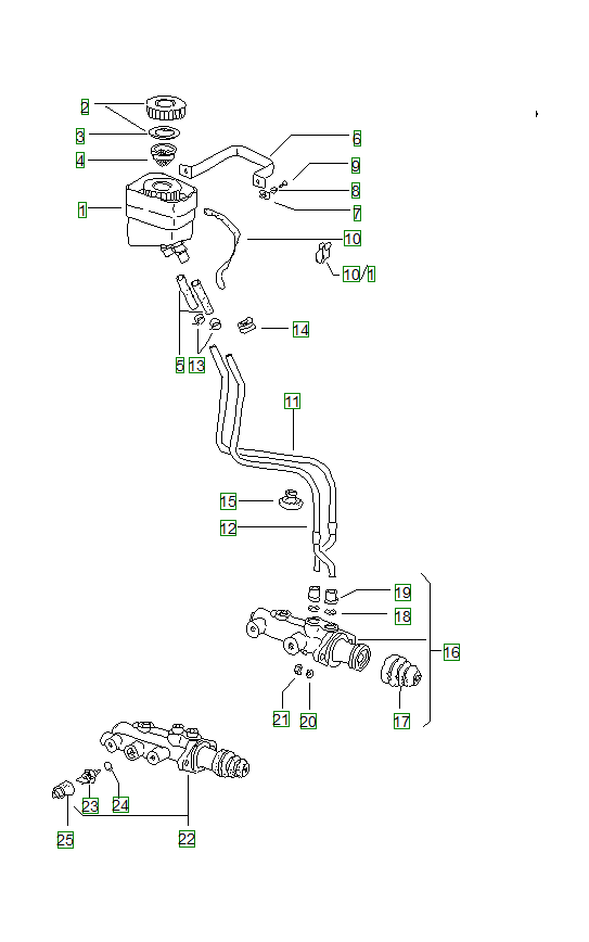 Porsche 914, schema ricambi: Reservoir of brake fluidbrake master cylinder