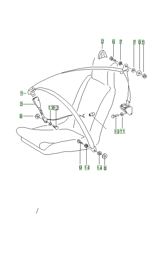 Porsche 914, schema ricambi: Seat belt