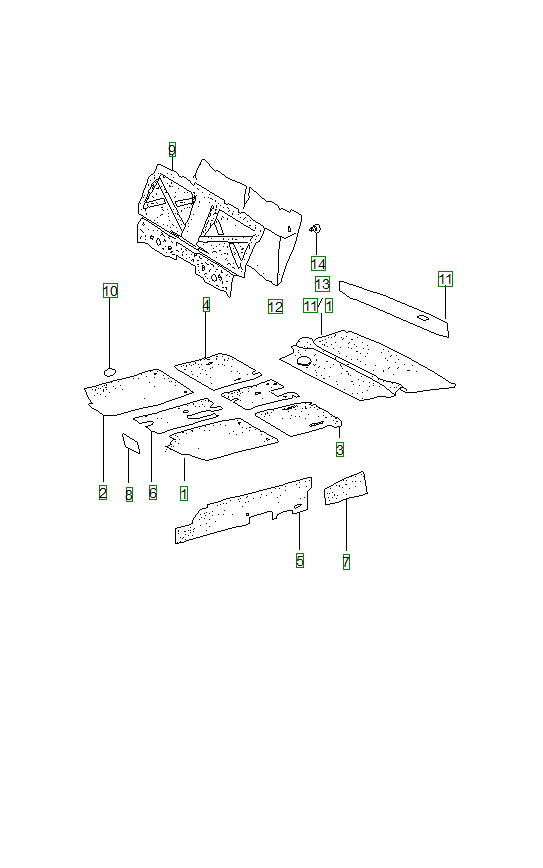 Porsche 914, schema ricambi: Sound absorber