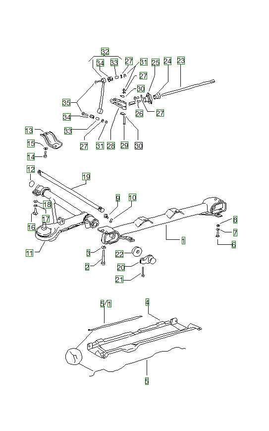 Porsche 914, schema ricambi: Front axlestabilizer