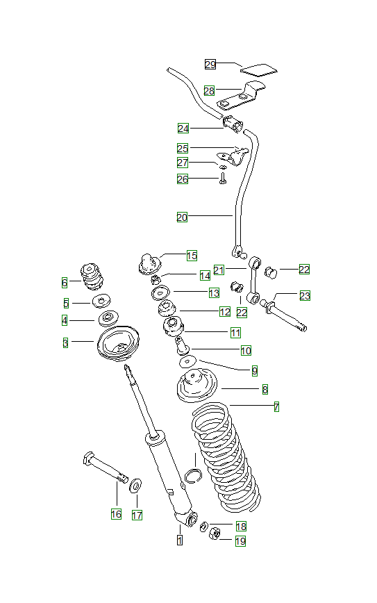 Porsche 914, schema ricambi: Vibration damperstabilizer
