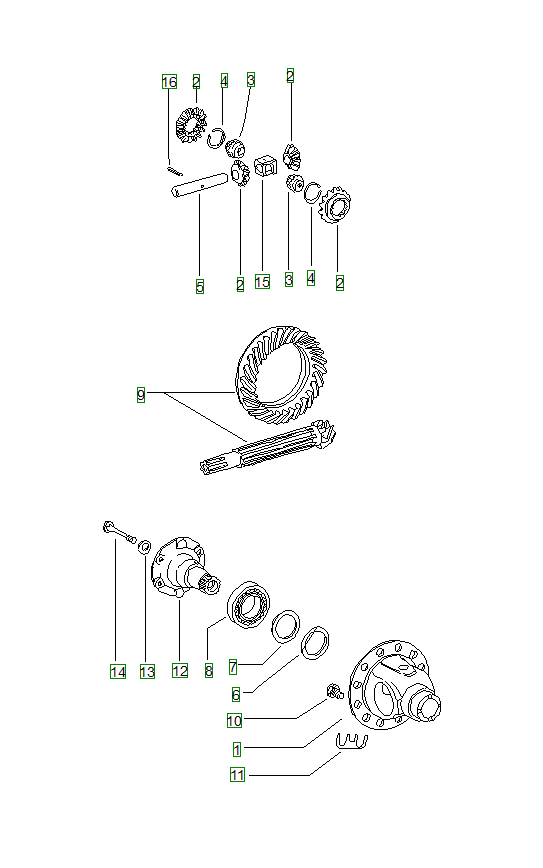 Porsche 914, schema ricambi: Differentialmanual transmission