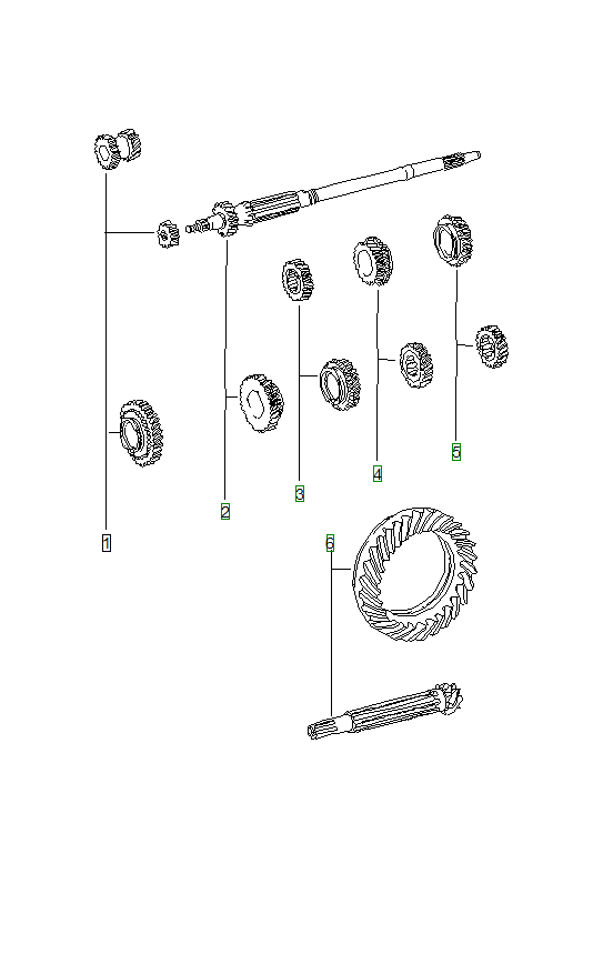 Porsche 914, schema ricambi: Gear setsfor5 speedtransmission