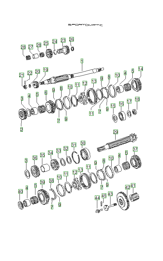 Porsche 914, schema ricambi: Gears and shafts 916