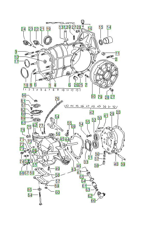 Porsche 914, schema ricambi: Transmission case
