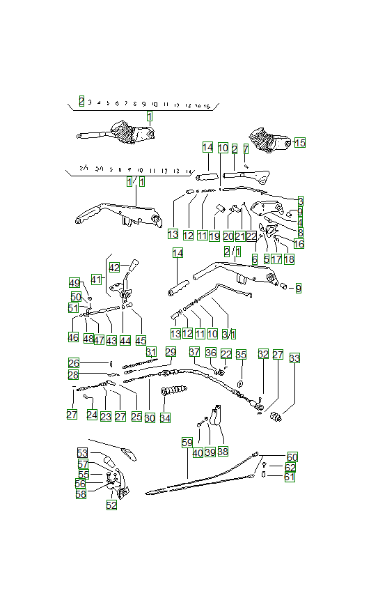 Porsche 914, schema ricambi: Hand brakemanual throttleheatingcontrol