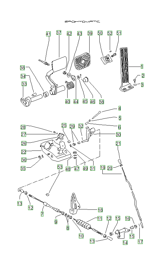 Porsche 914, schema ricambi: Pedal system