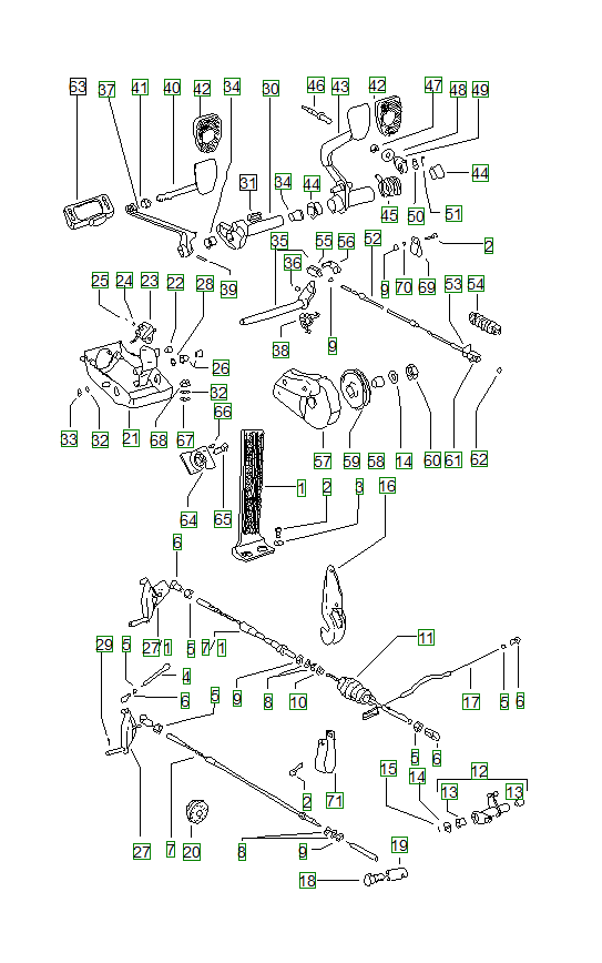 Porsche 914, schema ricambi: Pedal systemfor cars withmanual transmission